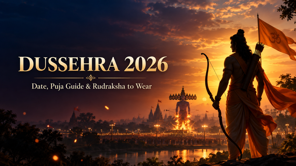 Lord Rama and Maa Durga symbolism for Dussehra 2026 puja and Rudraksha guide