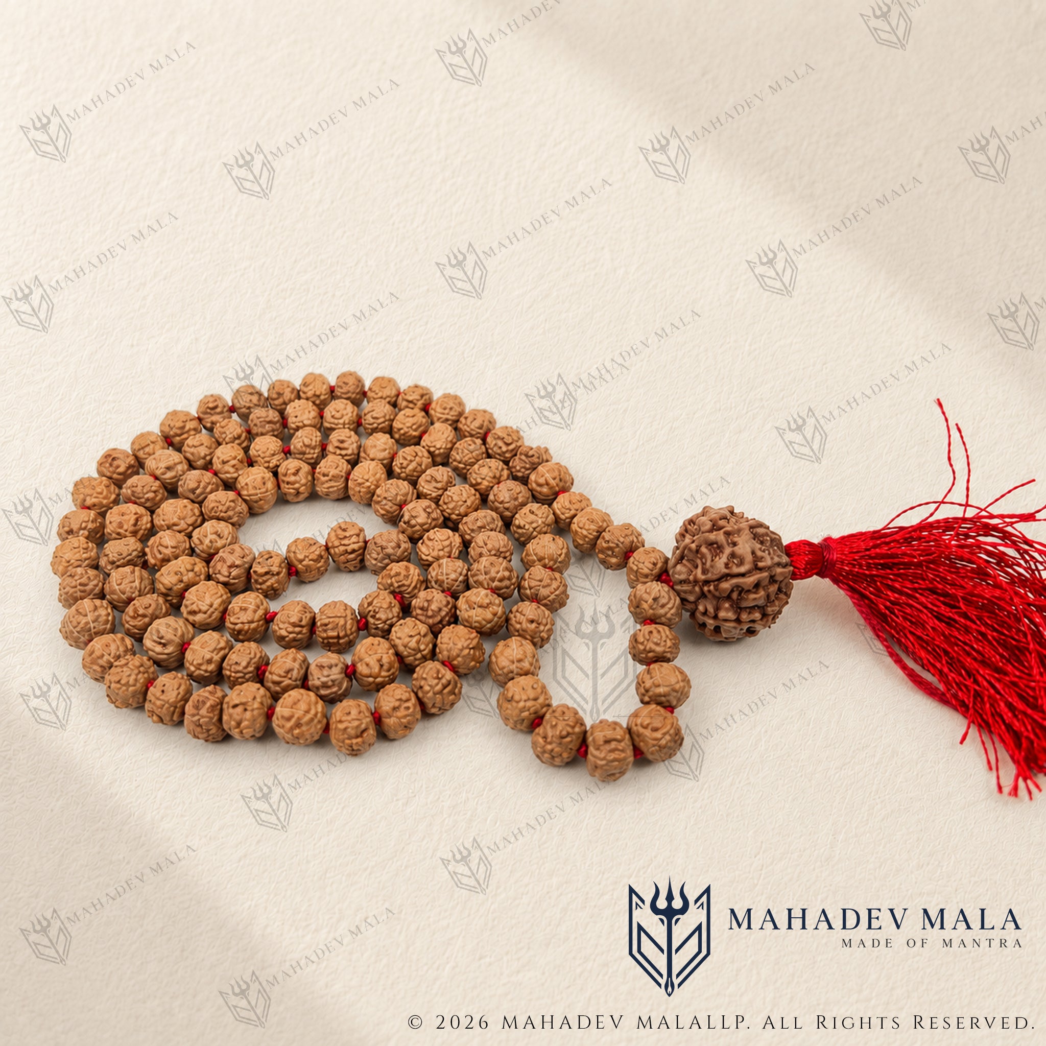 7 Mukhi Rudraksha Japa Mala with Indonesian beads and Nepali Guru bead