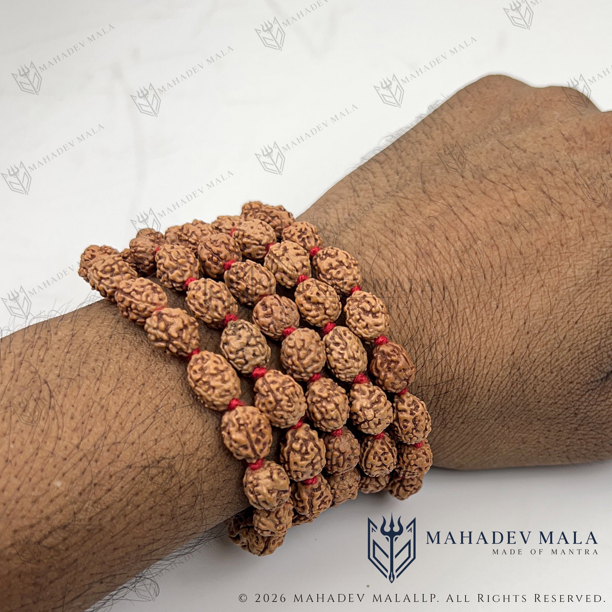 Indonesian 4 Mukhi Rudraksha Japa Mala wrapped around the wrist