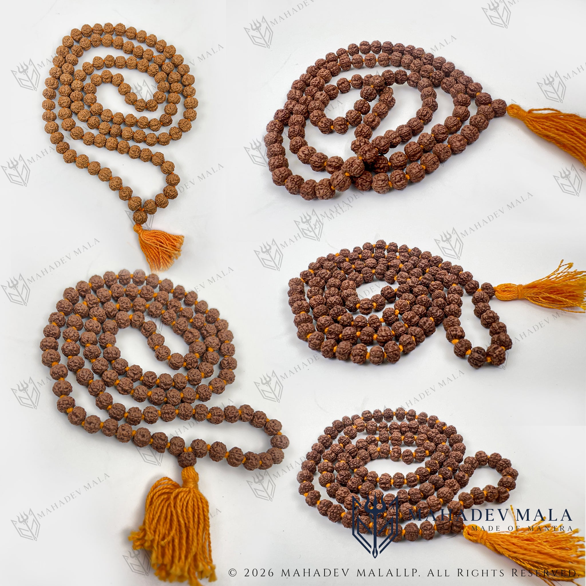 Comparison of Indonesian 5 Mukhi Rudraksha Japa Mala bead sizes