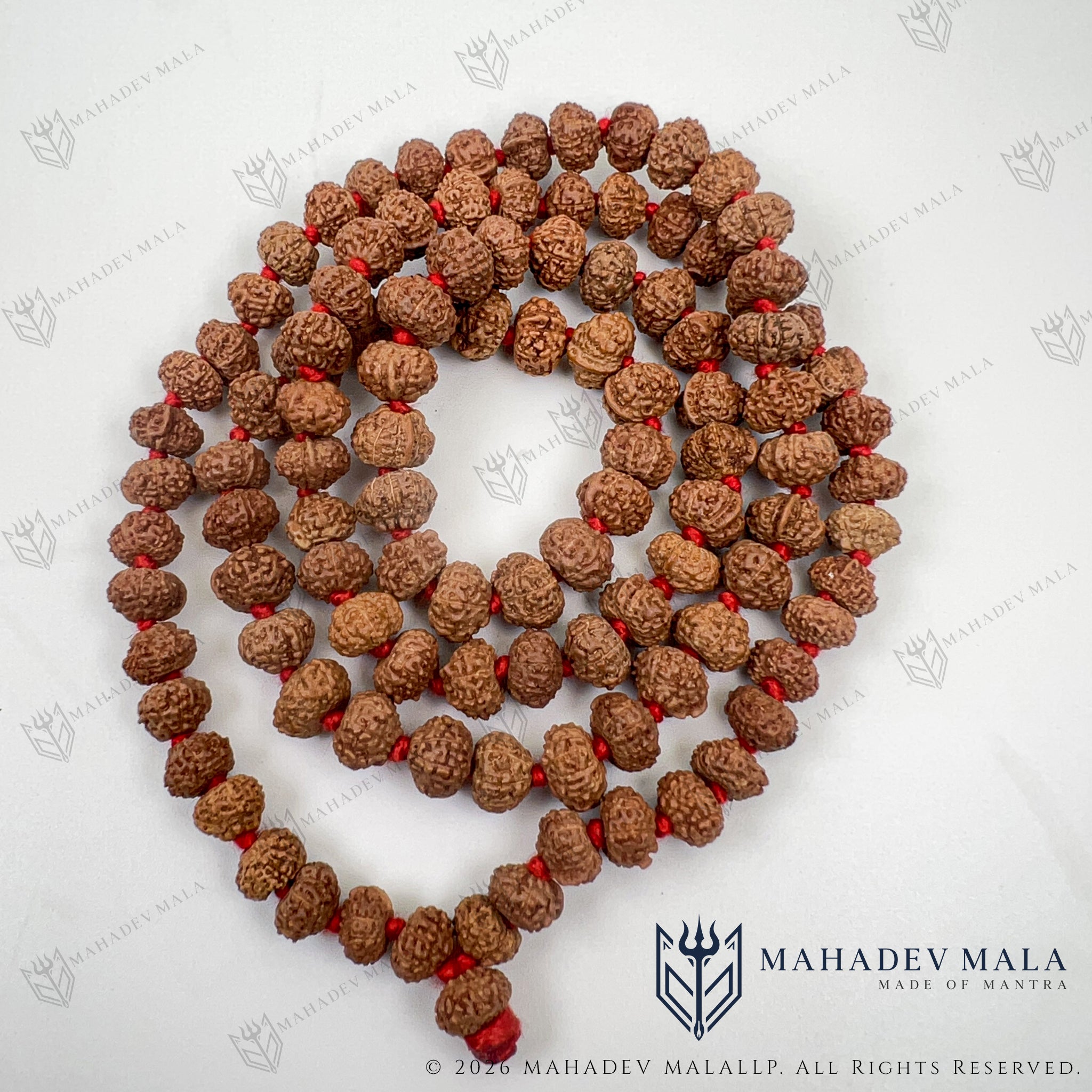 Coiled Indonesian 9 Mukhi Ganesh Rudraksha Japa Mala