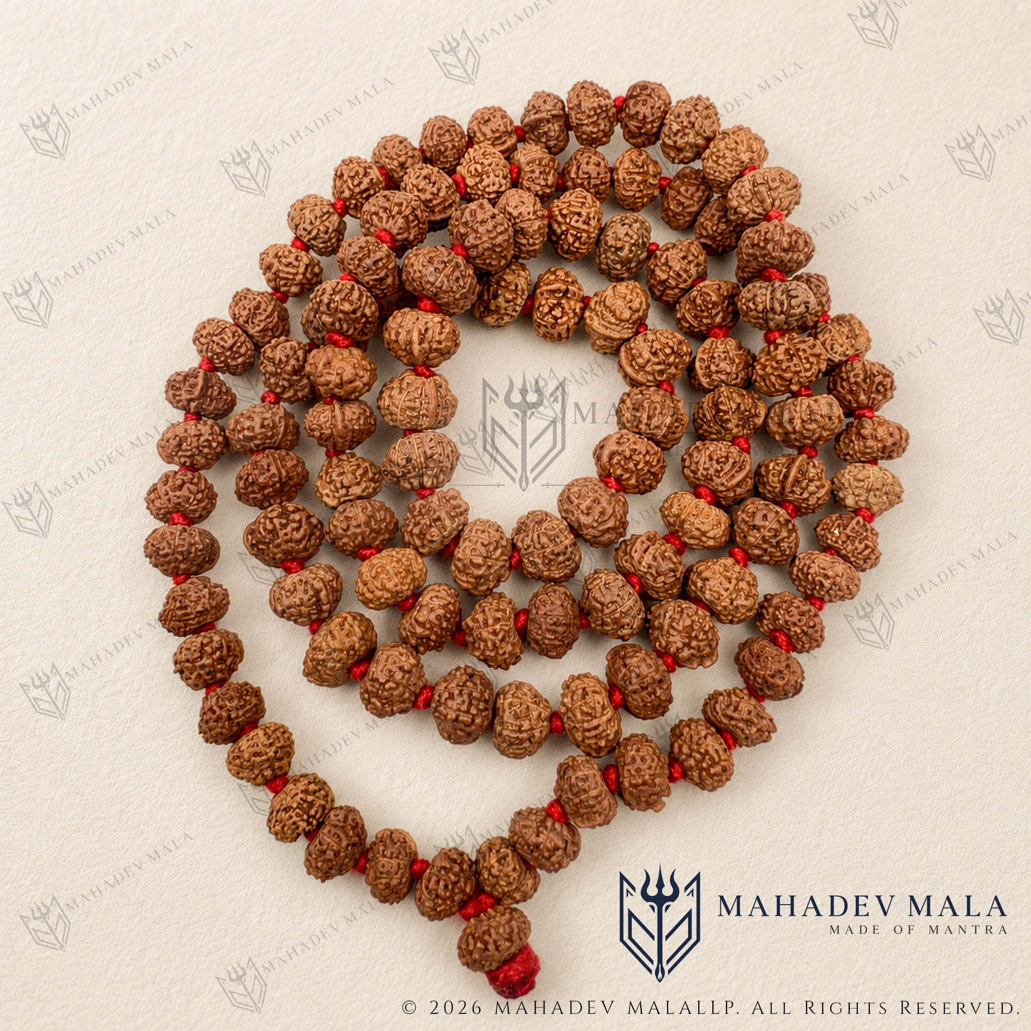 Indonesian 9 Mukhi Ganesh Rudraksha Japa Mala with 108 plus 1 natural beads