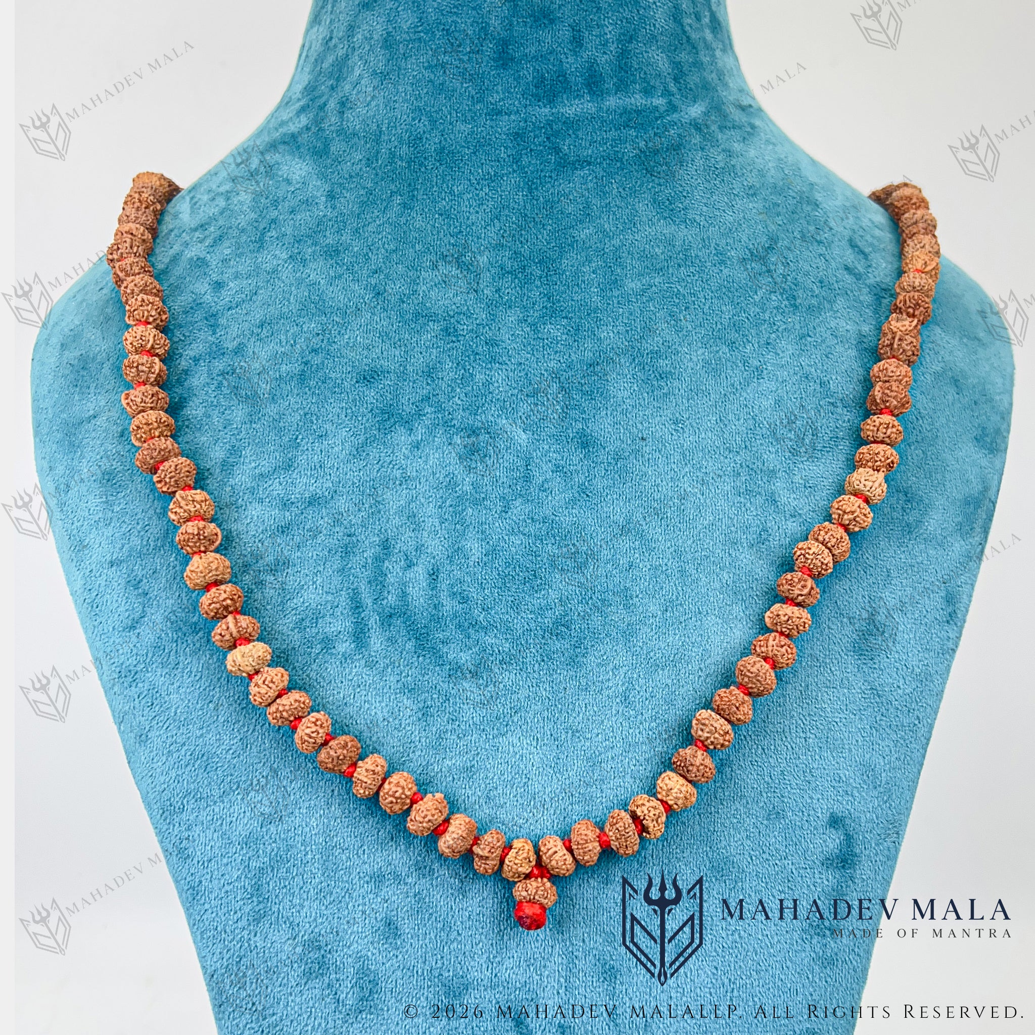 Alternate necklace display of 9 Mukhi Ganesh Rudraksha Japa Mala
