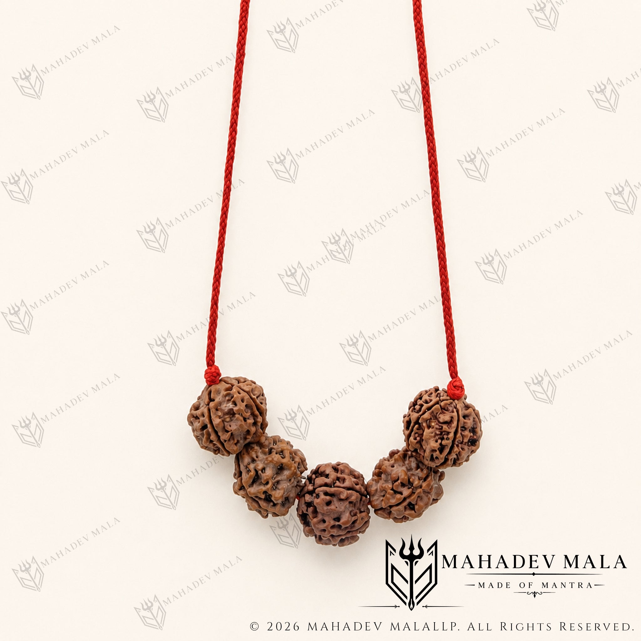 Arogya Raksha Kavach with natural 3 and 5 Mukhi Rudraksha beads on red thread
