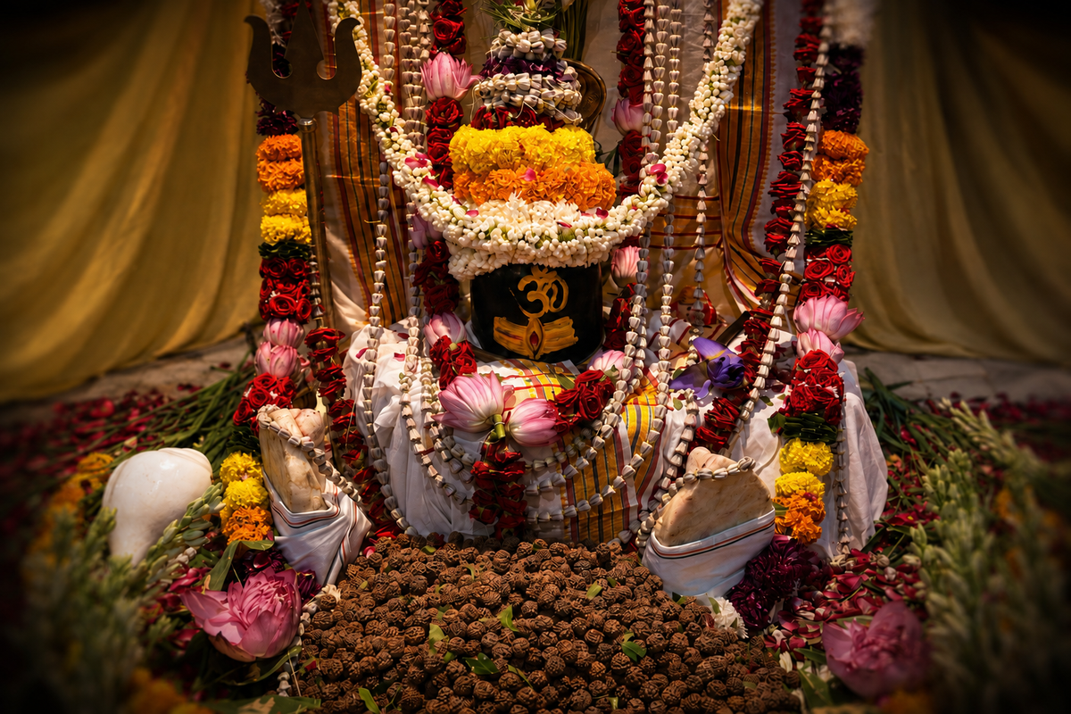 Rudraksha offered during traditional Shiva Puja and Vedic energization