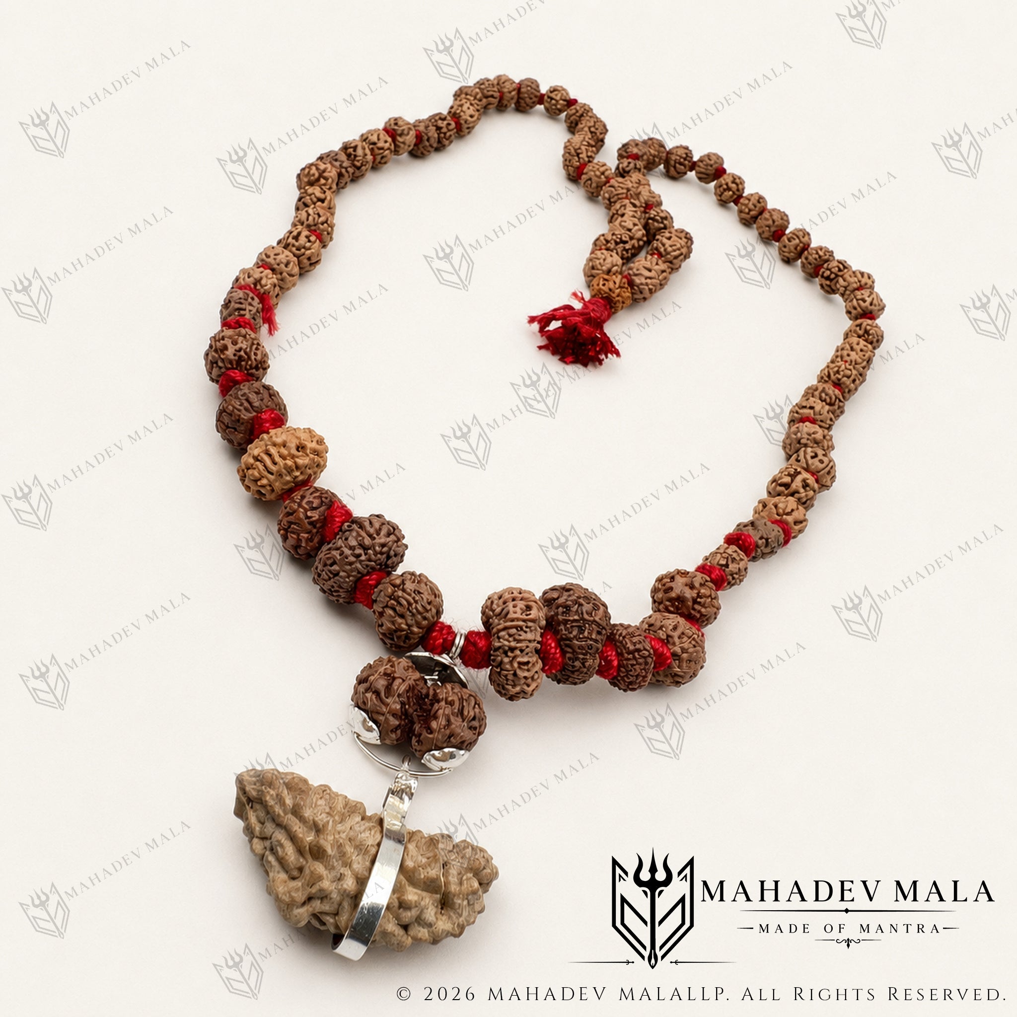 Siddha Mala with natural Indonesian Rudraksha beads from 1 to 14 Mukhi