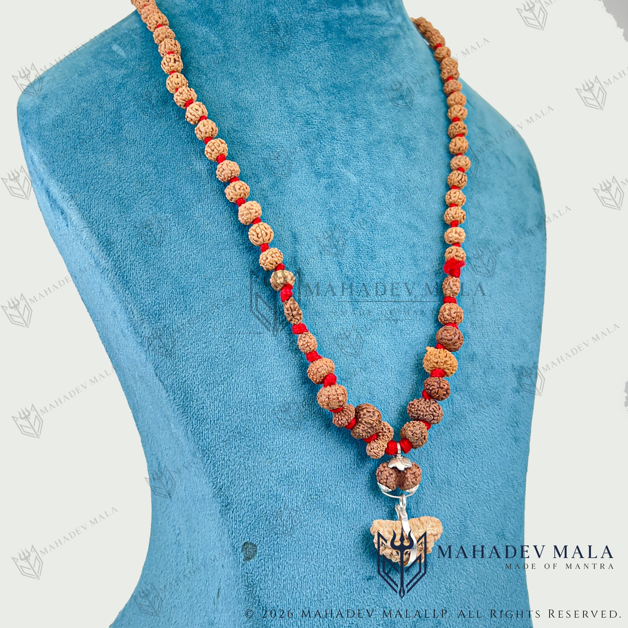 Alternate necklace display of 1 to 14 Mukhi Indonesian Siddha Mala